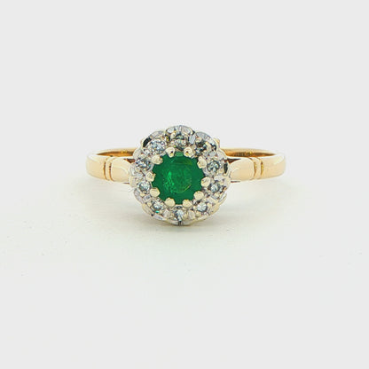 Emerald and Diamond Cluster Ring