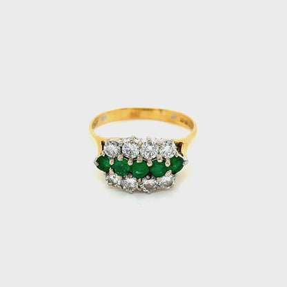 Emerald and Round Brilliant Cut Diamond Cluster