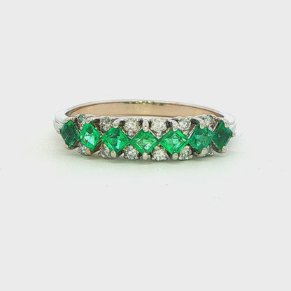 Emerald and Diamond Eternity Style Ring