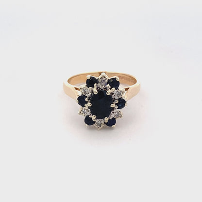 Sapphire and Diamond Cluster Style Ring