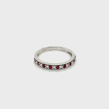 Ruby and Diamond Set Wedding Band