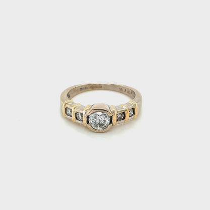 18ct White Gold and Yellow Gold, Round Brilliant Cut Diamond 5 Stone Ring