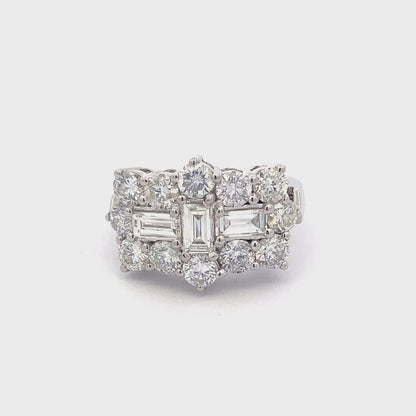 Emerald and Round Brilliant Cut Diamond Cluster Ring