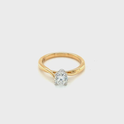 Round Brilliant Cut Diamond Solitaire with Diamond Hidden Halo and Twist Shoulders