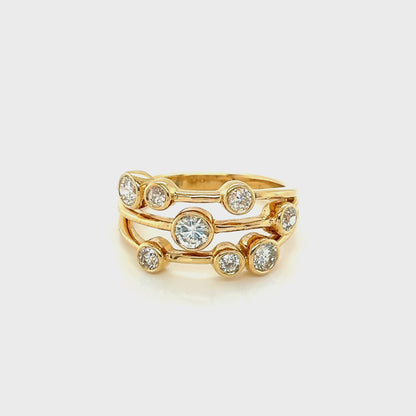 18ct Yellow Gold Bubble Style Ring with 8 Round Diamonds