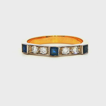 Sapphire and Diamond Vintage Style Enernity Ring