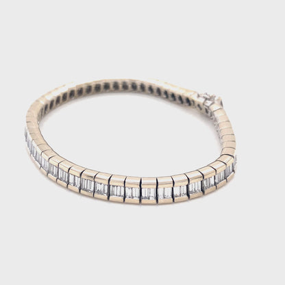 White Gold Baguette Cut Diamond Set Bracelet