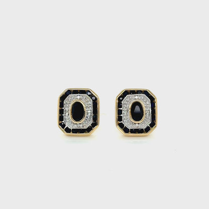 Yellow & White Gold Sapphire Art Deco Style Earrings