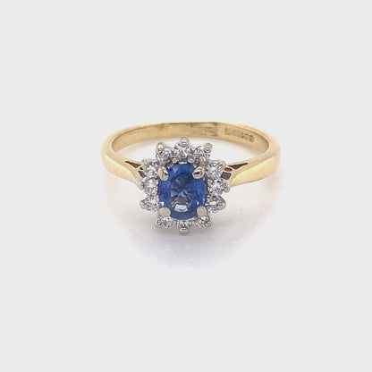 Sapphire and Diamond Cluster Style Ring