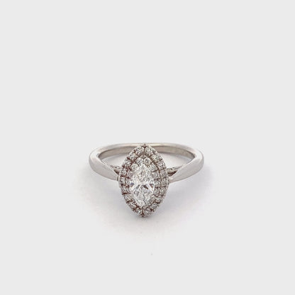 Marquise Shaped Diamond Halo Cluster Style Ring