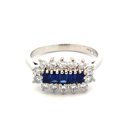 Sapphire and Round Brilliant Cut Diamond Cluster Ring