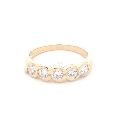 Round Brilliant Cut Diamond 5 Stone Twist Style Eternity Ring