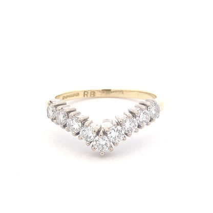 Round Brilliant Cut Diamond 9 Stone Wishbone Style Ring