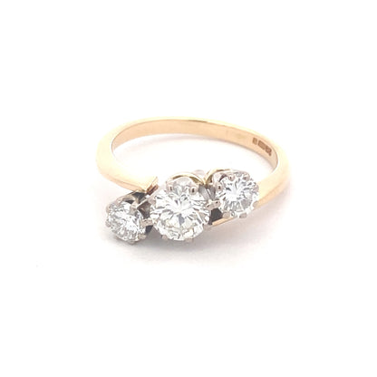 Round Brilliant Cut Diamond 3 Stone Twist Style Ring