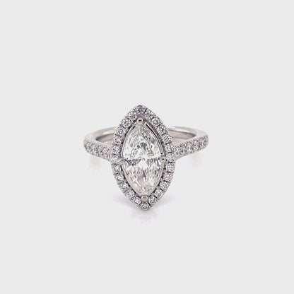 Marquise Cut Diamond with Diamond Halo and Diamond set shoulders