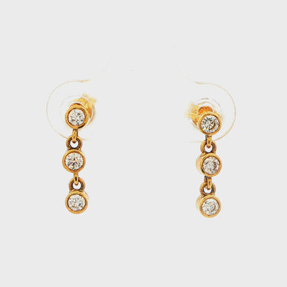Rub-Over Diamond Set Drop Earrings
