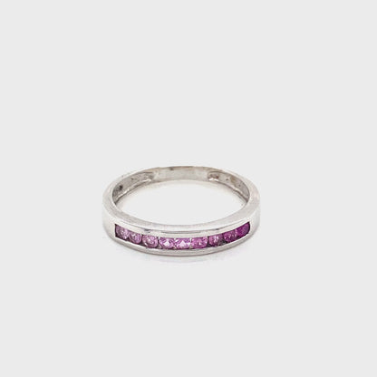 Round Pink CZ Stones Channel Set Ring