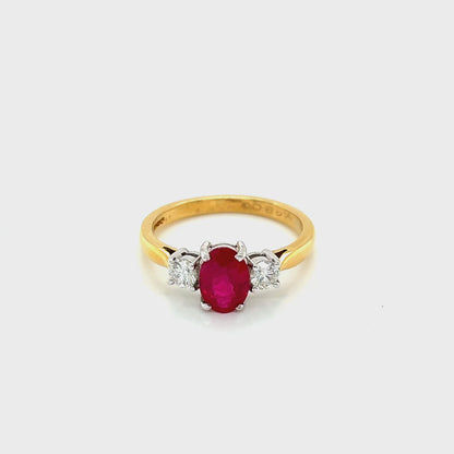 Ruby and Diamond 3 Stone Ring