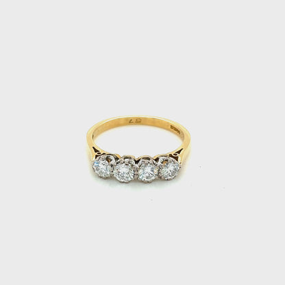 18ct Yellow Gold, Round Brilliant Cut Diamonds, 4 Stone Ring