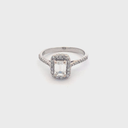 Emerald Cut Diamond Halo Cluster Style Ring