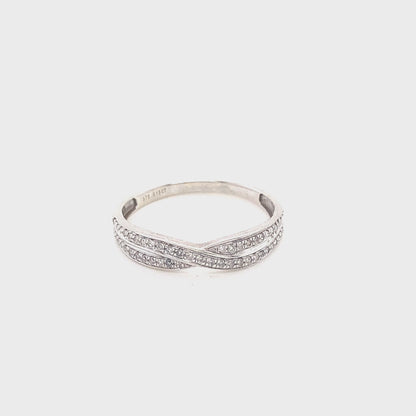 Diamond Set Crossover Bow-Tie Style Ring