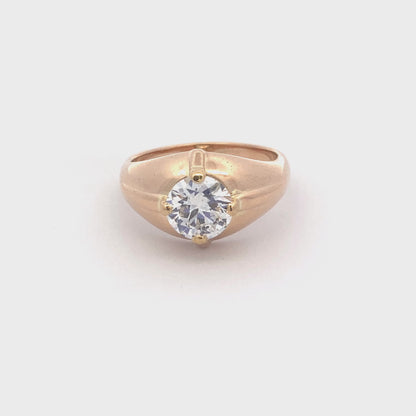 Round Brilliant Cut Diamond Solitaire Signet Ring